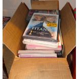 Box of CDs DVDs including Titanic