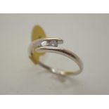 9ct white gold two stone diamond ring,