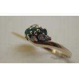 9ct gold emerald and diamond ring,