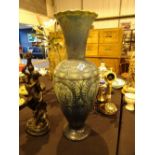 Large Linthorpe blue glaze vase with yellow interior,