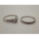 Marriage pair 14ct white gold and diamond engagement and wedding ring