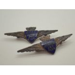 Two white metal and enamel BOAC Junior Jet Club badges