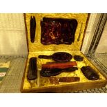 Faux tortoiseshell ladies dressing table set