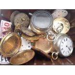 Box of pocket watch cases and movements