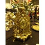 Reproduction large brass decorative battery operated mantel clock H: 60 cm