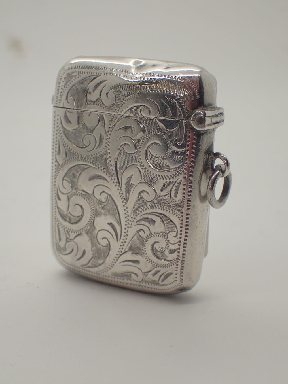 Hallmarked silver vesta case,