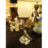 Original Art Deco dancing lady table lamp with glass dome shade CONDITION REPORT: