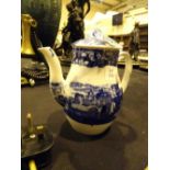 Wedgwood blue and white coffee pot H: 15 cm