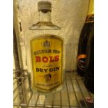 Bottle of Bols Silver Top London dry gin level to mid shoulder 1962 health label to verso no volume