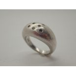 Silver ring with six small diamonds, 11.