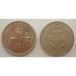 Two collectable £2 coins Thistle and Bill of Rights