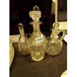 Four crystal decanters