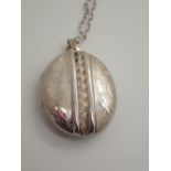 Large 925 silver locket and chain with engraving