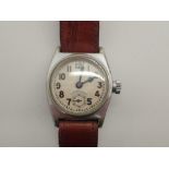 Vintage silver plated wristwatch on a leather strap