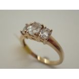 Sterling silver gold plated three stone ring,