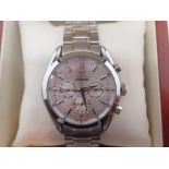 Stainless steel gents fashion wristwatch on steel bracelet in a quality box