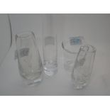 Four Sweedish Orrefors clear art glass vases tallest H: 16 cm