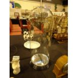 Glass dome and mirror base H: 43 cm