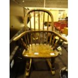 Antique oak childs rocking chair