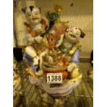 Oriental seal marked figurines H: 30 cm