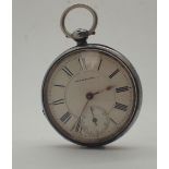 Hallmarked Victorian silver open face key wind pocket watch