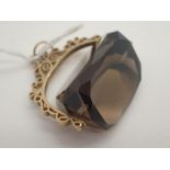 9ct yellow gold mounted large smoky quartz fob spinner