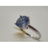Sterling silver large blue stone solitaire ring,
