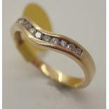 18ct gold diamond wishbone ring, approximately 0.20ct diamond, size O