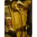 Sheepskin coat long with hood size XL