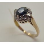 18ct gold vintage sapphire and diamond ring,