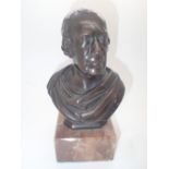 Good quality bronze bust on a square marble base