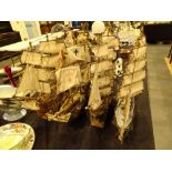 Four wooden sailing ship models Santa Maria Cutty Sark Bounty and Mayflower