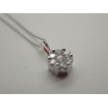 9ct white gold multi diamond set pendant with matching charm