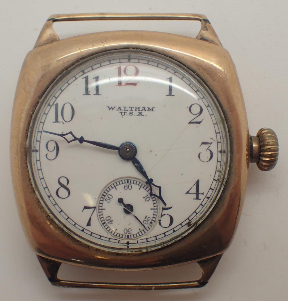 9ct gold Waltham tank wristwatch head 26g total weight