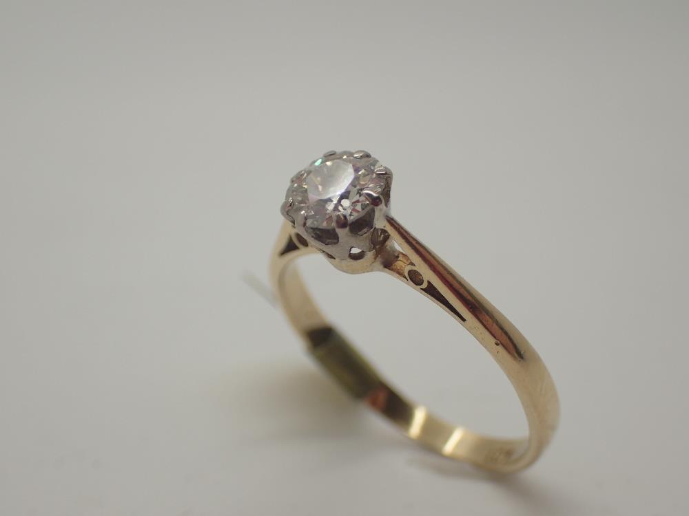18ct gold antique diamond solitaire ring, approximately 0.