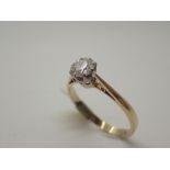 18ct gold antique diamond solitaire ring, approximately 0.