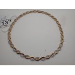 9ct yellow gold diamond set collar necklace, L: 45 cm,