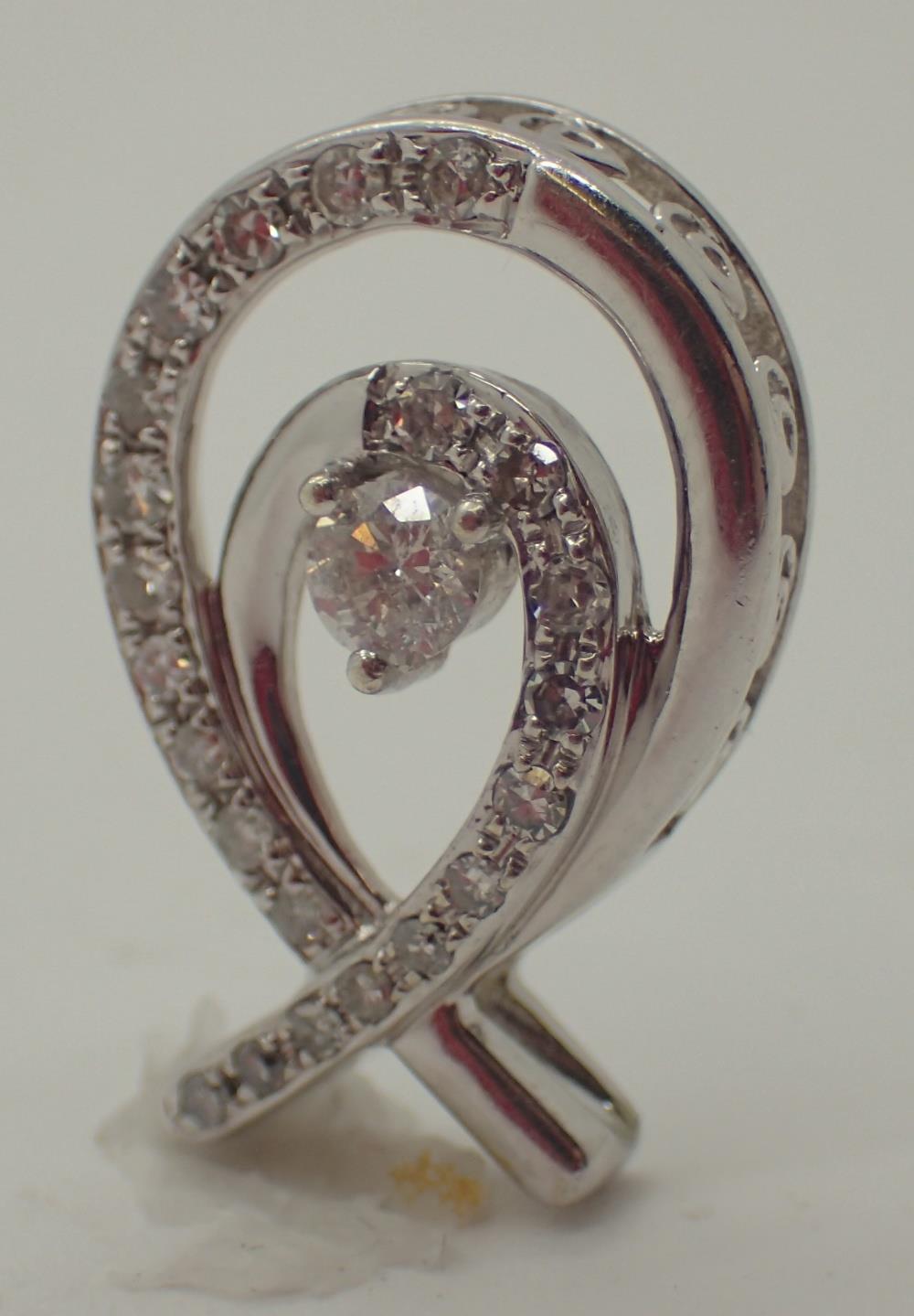 9ct white gold fancy diamond pendant