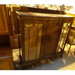 Vintage mahogany display cabinet with twin glazed doors and central cupboard H: 120 cm