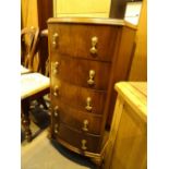 Walnut five drawer chest of drawers H: 92 cm
