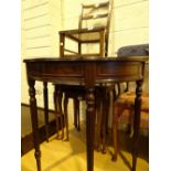 Nest of three tables demi lune mahogany table and a lattice seated chair