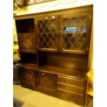 Priory style oak cupboard with lead glazed doors