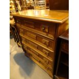 Mahogany chest of five long drawers L: 77 cm