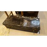 Vintage black metal boarding school tuckbox L: 106 cm