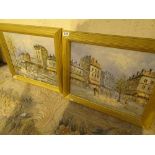 Two French scene oil on board paintings