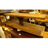 Oak coffee table with under tier and central pedestal L: 100 cm