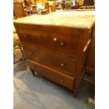 Unusual chest of two long under concealed two short drawers W: 90 cm