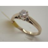 9ct gold diamond solitaire ring, approxi