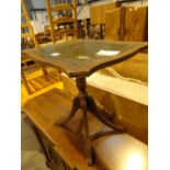 Edwardian lift top wine table with leath