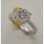 9ct white gold diamond halo ring, approx